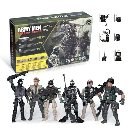 6 Pcs Army Men Toy Soldiers Action Figures with Weapon for Boys 4-7